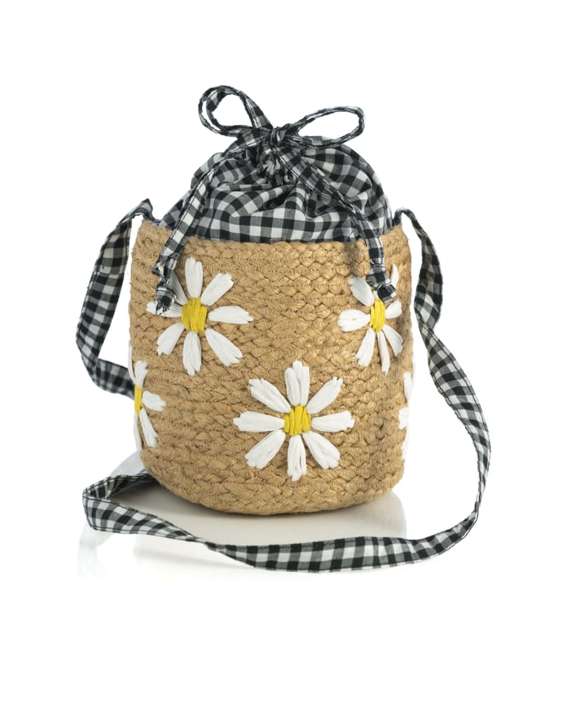 Front of a size One Size Daisy Mini Bucket Bag in Natural by Shiraleah. | dia_product_style_image_id:269069